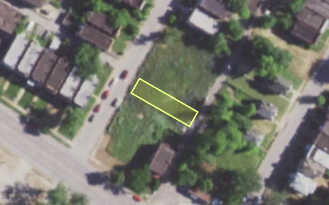 Aerial view of 1314 SHAWMUT PL — vacant lot, St. Louis with approximate parcel outline