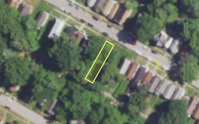 Aerial view of 6036 HARNEY AV — vacant lot, St. Louis with approximate parcel outline
