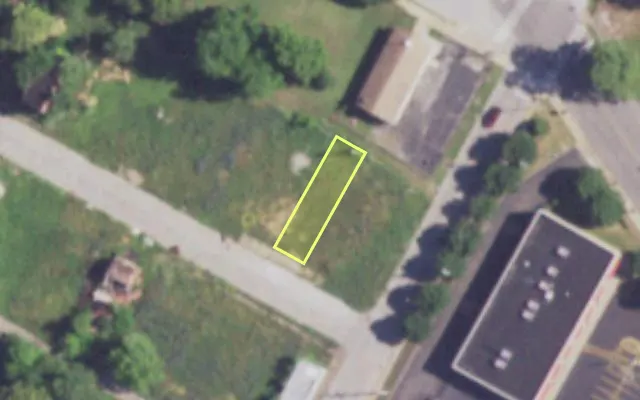 Aerial view of 3709 EVANS AV — vacant lot, St. Louis with approximate parcel outline