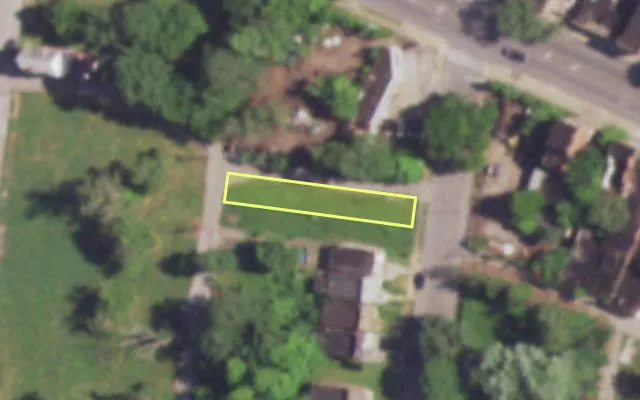 Aerial view of 1425 WALTON AV — vacant lot, St. Louis with approximate parcel outline