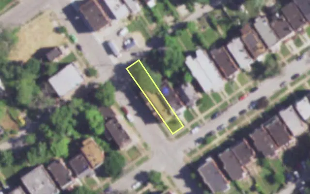 Aerial view of 4305 ROSALIE ST — vacant lot, St. Louis with approximate parcel outline