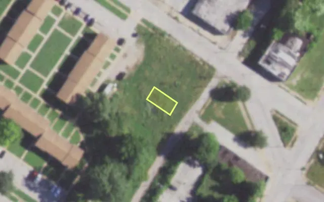 Aerial view of 1453 COCKRILL ST — vacant lot, St. Louis with approximate parcel outline