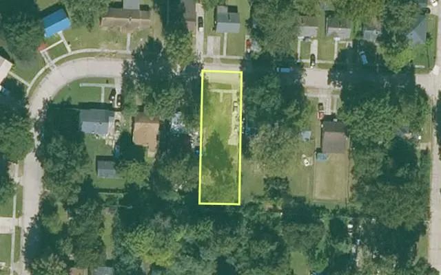 Aerial view of MISSISSIPPI County parcel 305-02357-000 — Arkansas post-auction with approximate parcel outline