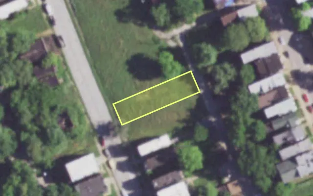 Aerial view of 3936 N 21ST ST — vacant lot, St. Louis with approximate parcel outline