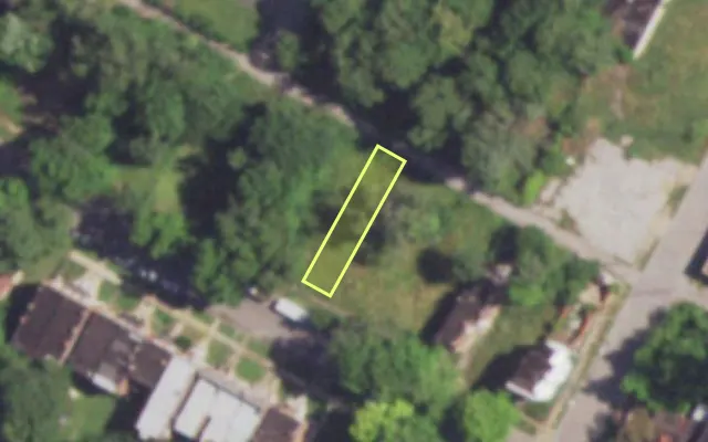 Aerial view of 4577 EVANS AV — vacant lot, St. Louis with approximate parcel outline