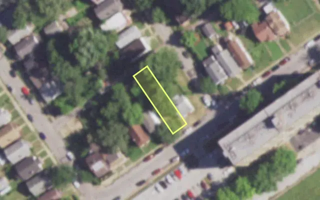 Aerial view of 5217 N EUCLID AV — vacant lot, St. Louis with approximate parcel outline