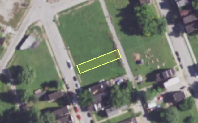 Aerial view of 4026 N 25TH ST — vacant lot, St. Louis with approximate parcel outline