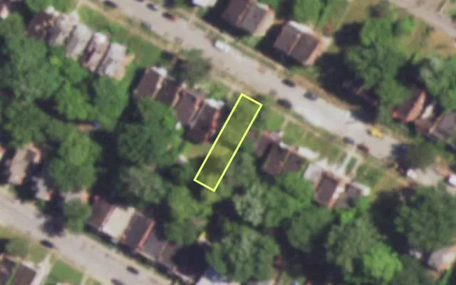 Aerial view of 4808 NORTHLAND AV — vacant lot, St. Louis with approximate parcel outline
