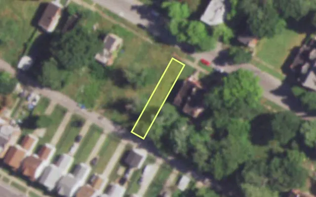 Aerial view of 4536 EVANS AV — vacant lot, St. Louis with approximate parcel outline