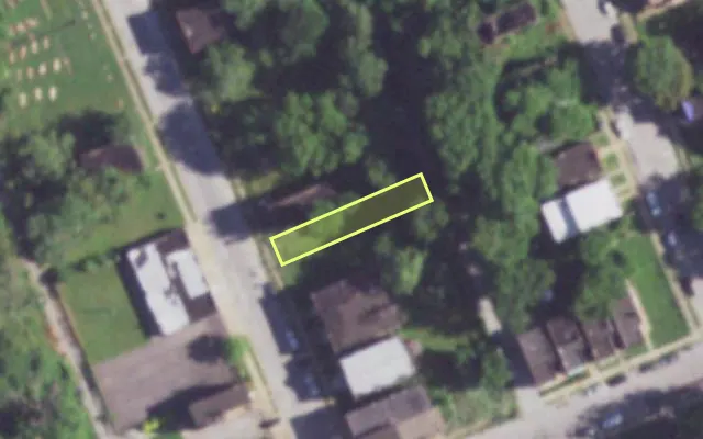 Aerial view of 4318 N 20TH ST — vacant lot, St. Louis with approximate parcel outline