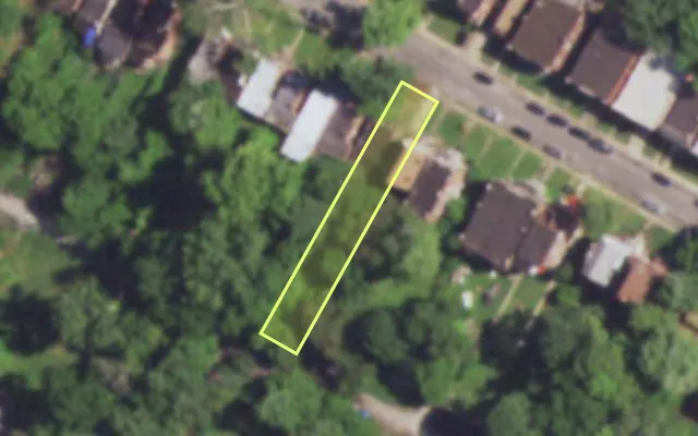 Aerial view of 4738 LEDUC ST — vacant lot, St. Louis with approximate parcel outline