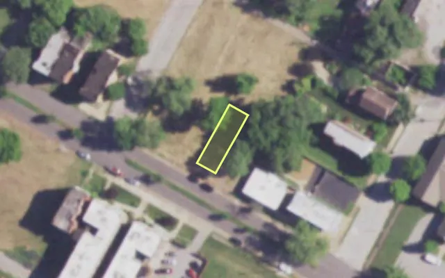 Aerial view of 3719 COOK AV — vacant lot, St. Louis with approximate parcel outline