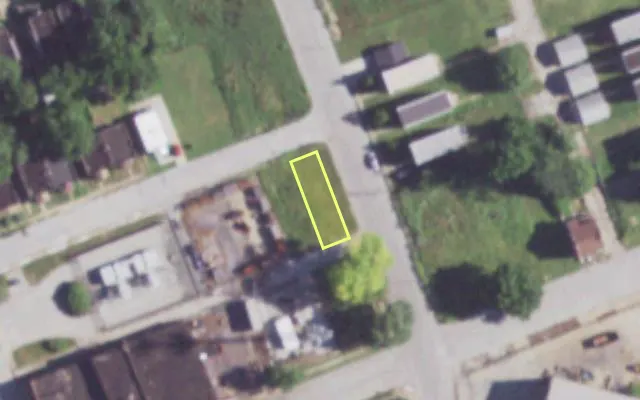 Aerial view of 1500 HERDER ST — vacant lot, St. Louis with approximate parcel outline
