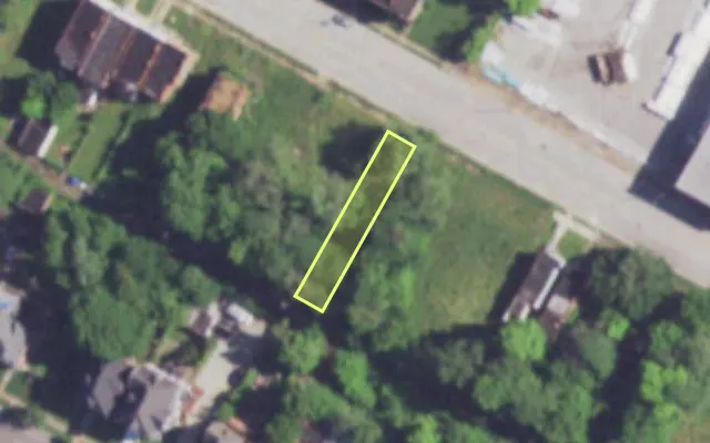 Aerial view of 3838 EVANS AV — vacant lot, St. Louis with approximate parcel outline