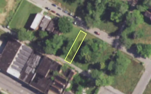 Aerial view of 4226 W ALDINE AV — vacant lot, St. Louis with approximate parcel outline