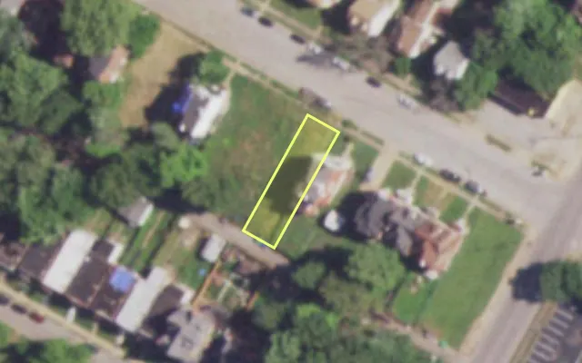 Aerial view of 4522 NEWBERRY TER — vacant lot, St. Louis with approximate parcel outline