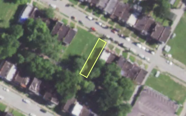 Aerial view of 5330 LOTUS AV — vacant lot, St. Louis with approximate parcel outline
