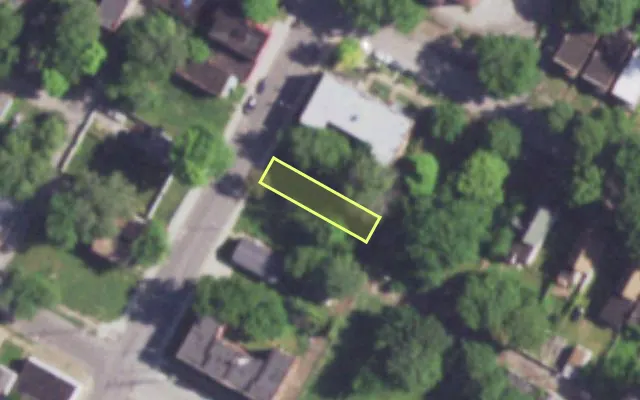 Aerial view of 4218 FAIR AV — vacant lot, St. Louis with approximate parcel outline