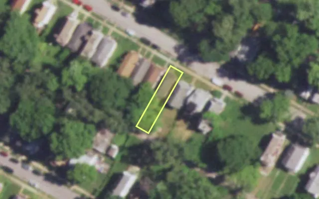 Aerial view of 6034 LUCILLE AV — vacant lot, St. Louis with approximate parcel outline