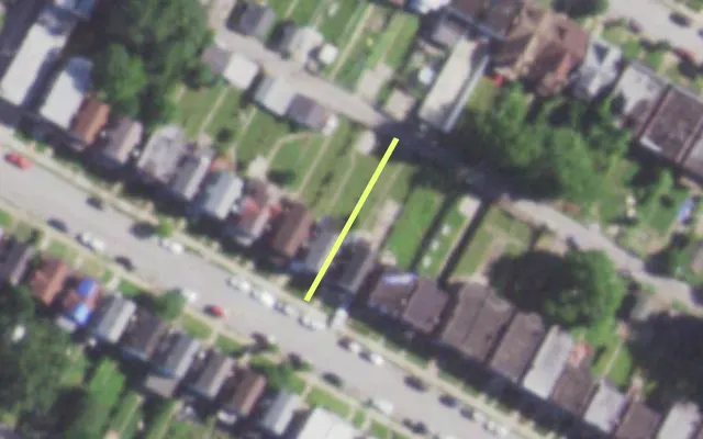 Aerial view of 5227 H WABADA AV — vacant lot, St. Louis with approximate parcel outline
