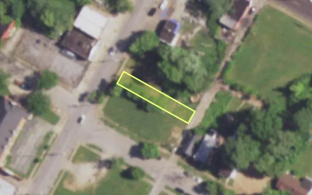 Aerial view of 2806 MARCUS AV — vacant lot, St. Louis with approximate parcel outline