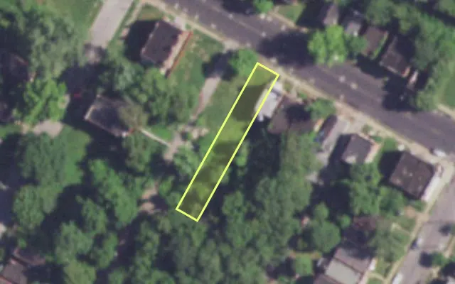 Aerial view of 4324 LEE AV — vacant lot, St. Louis with approximate parcel outline