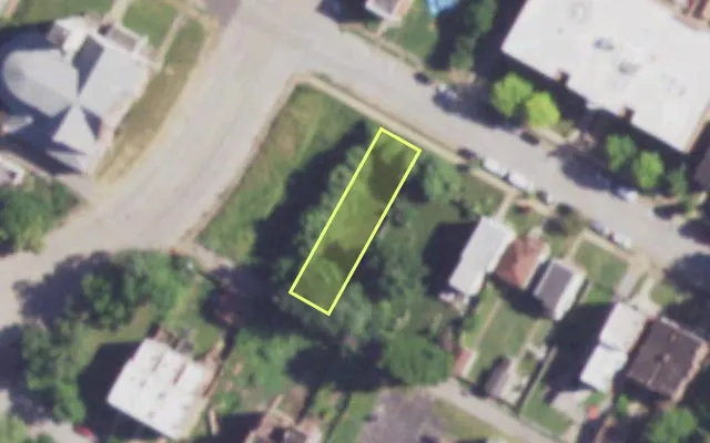 Aerial view of 3654 COOK AV — vacant lot, St. Louis with approximate parcel outline
