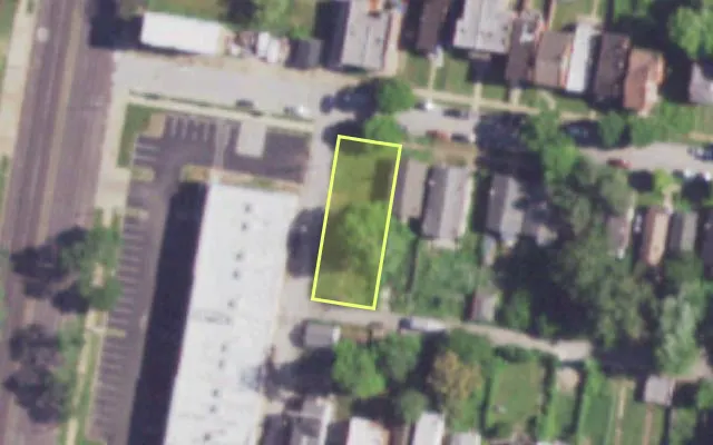 Aerial view of 2238 ALBERTA ST — vacant lot, St. Louis with approximate parcel outline