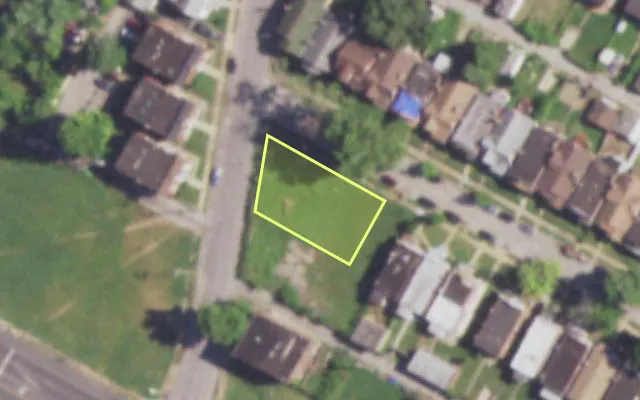 Aerial view of 3726 N EUCLID AV — vacant lot, St. Louis with approximate parcel outline