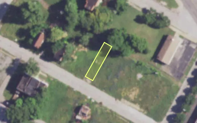 Aerial view of 3725 EVANS AV — vacant lot, St. Louis with approximate parcel outline