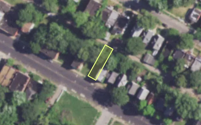 Aerial view of 4357 LEE AV — vacant lot, St. Louis with approximate parcel outline
