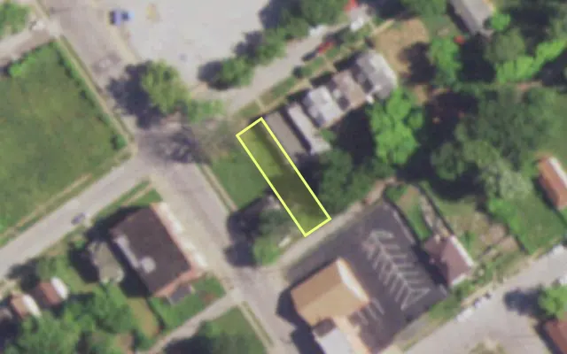 Aerial view of 5004 ALCOTT AV — vacant lot, St. Louis with approximate parcel outline
