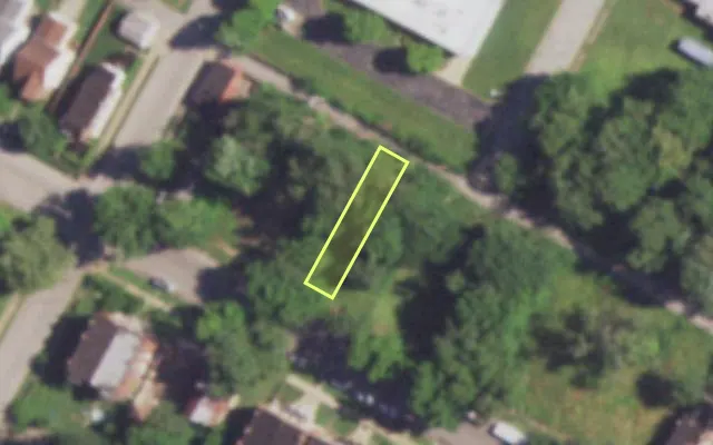 Aerial view of 4597 EVANS AV — vacant lot, St. Louis with approximate parcel outline
