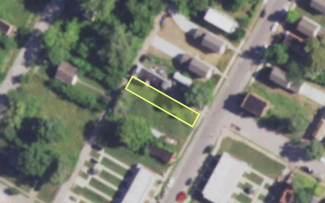 Aerial view of 2525 N SARAH ST — vacant lot, St. Louis with approximate parcel outline