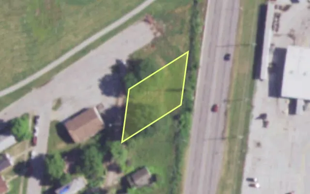 Aerial view of 8567 HALL ST — vacant lot, St. Louis with approximate parcel outline