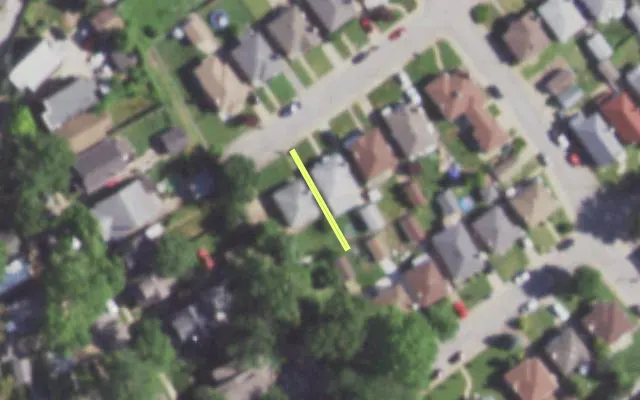 Aerial view of 6438 CENTER CT — vacant lot, St. Louis with approximate parcel outline
