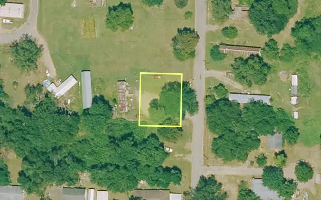 Aerial view of NEVADA County parcel 070-01507-000 — Arkansas post-auction with approximate parcel outline