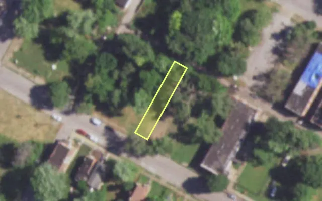 Aerial view of 4443 KENNERLY AV — vacant lot, St. Louis with approximate parcel outline