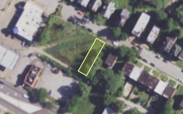 Aerial view of 3222 HARPER ST — vacant lot, St. Louis with approximate parcel outline