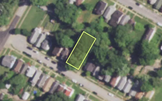 Aerial view of 5941 EMMA AV — vacant lot, St. Louis with approximate parcel outline