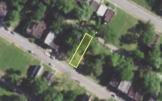 Aerial view of 5843 COTE BRILLIANTE AV — vacant lot, St. Louis with approximate parcel outline