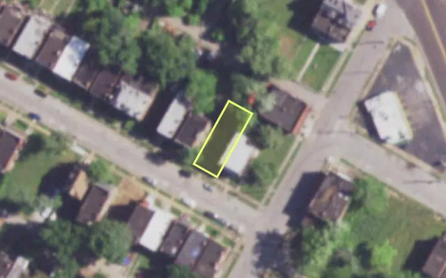 Aerial view of 3809 MAFFITT AV — vacant lot, St. Louis with approximate parcel outline