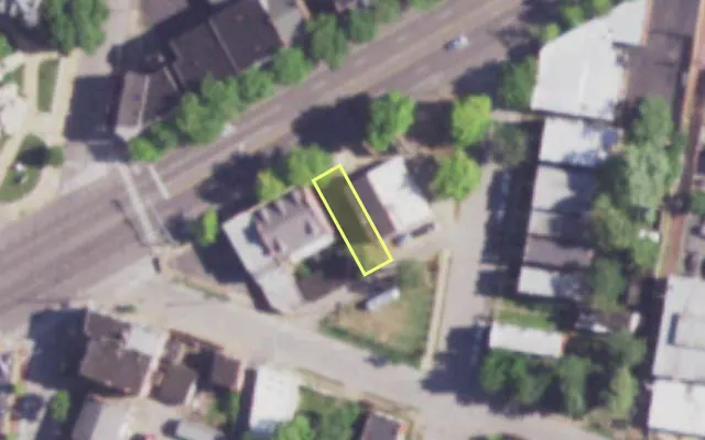 Aerial view of 2646 GRAVOIS AV — vacant lot, St. Louis with approximate parcel outline