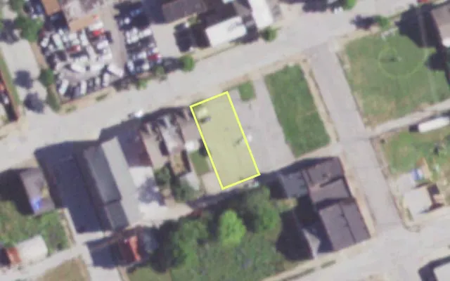 Aerial view of 1412 WARREN ST — vacant lot, St. Louis with approximate parcel outline