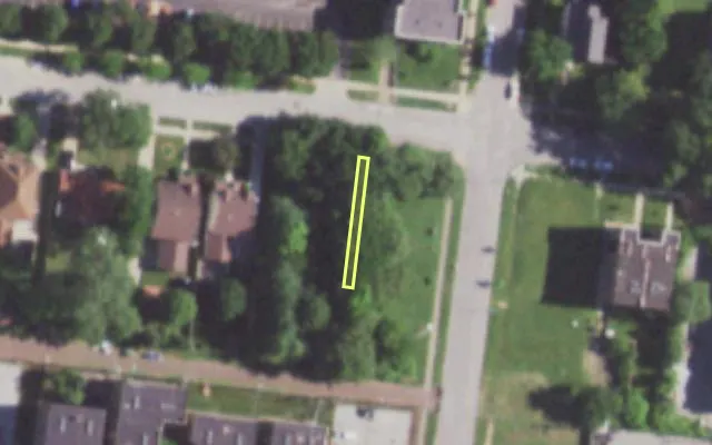 Aerial view of 5608 CLEMENS AV — vacant lot, St. Louis with approximate parcel outline