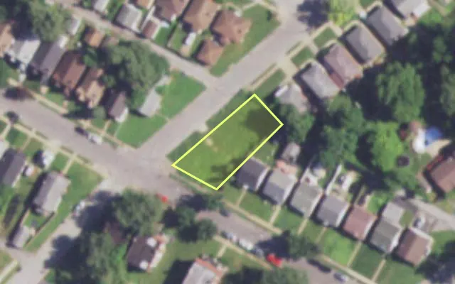 Aerial view of 4525 CARTER AV — vacant lot, St. Louis with approximate parcel outline