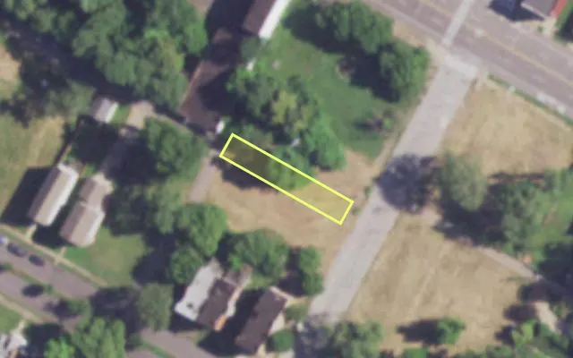 Aerial view of 1217 PRAIRIE AV — vacant lot, St. Louis with approximate parcel outline