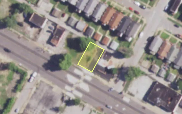 Aerial view of 4263 NATURAL BRIDGE AV — vacant lot, St. Louis with approximate parcel outline