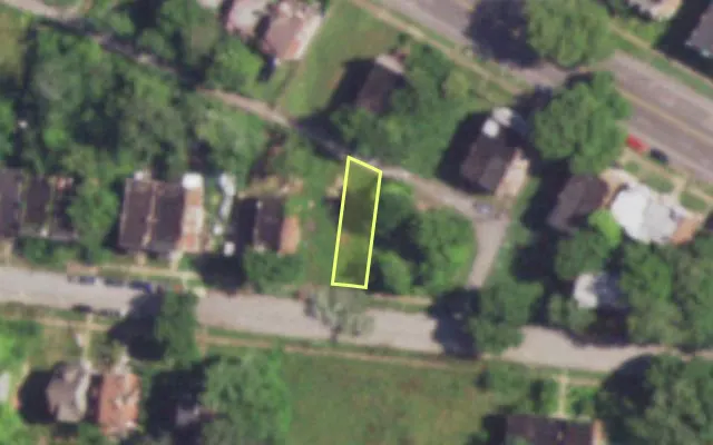 Aerial view of 4703 VERNON AV — vacant lot, St. Louis with approximate parcel outline