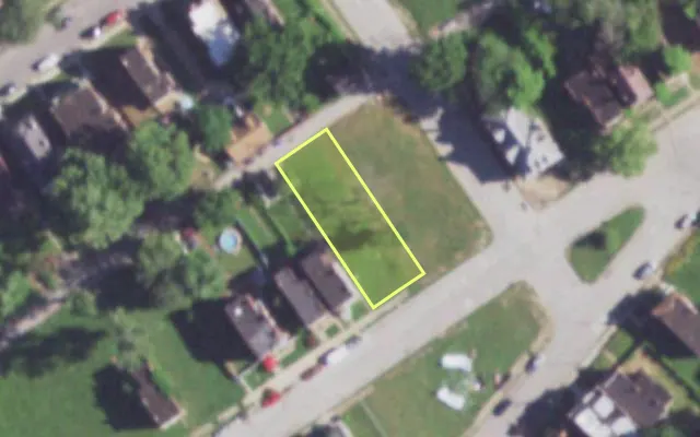 Aerial view of 2007 ALICE AV — vacant lot, St. Louis with approximate parcel outline
